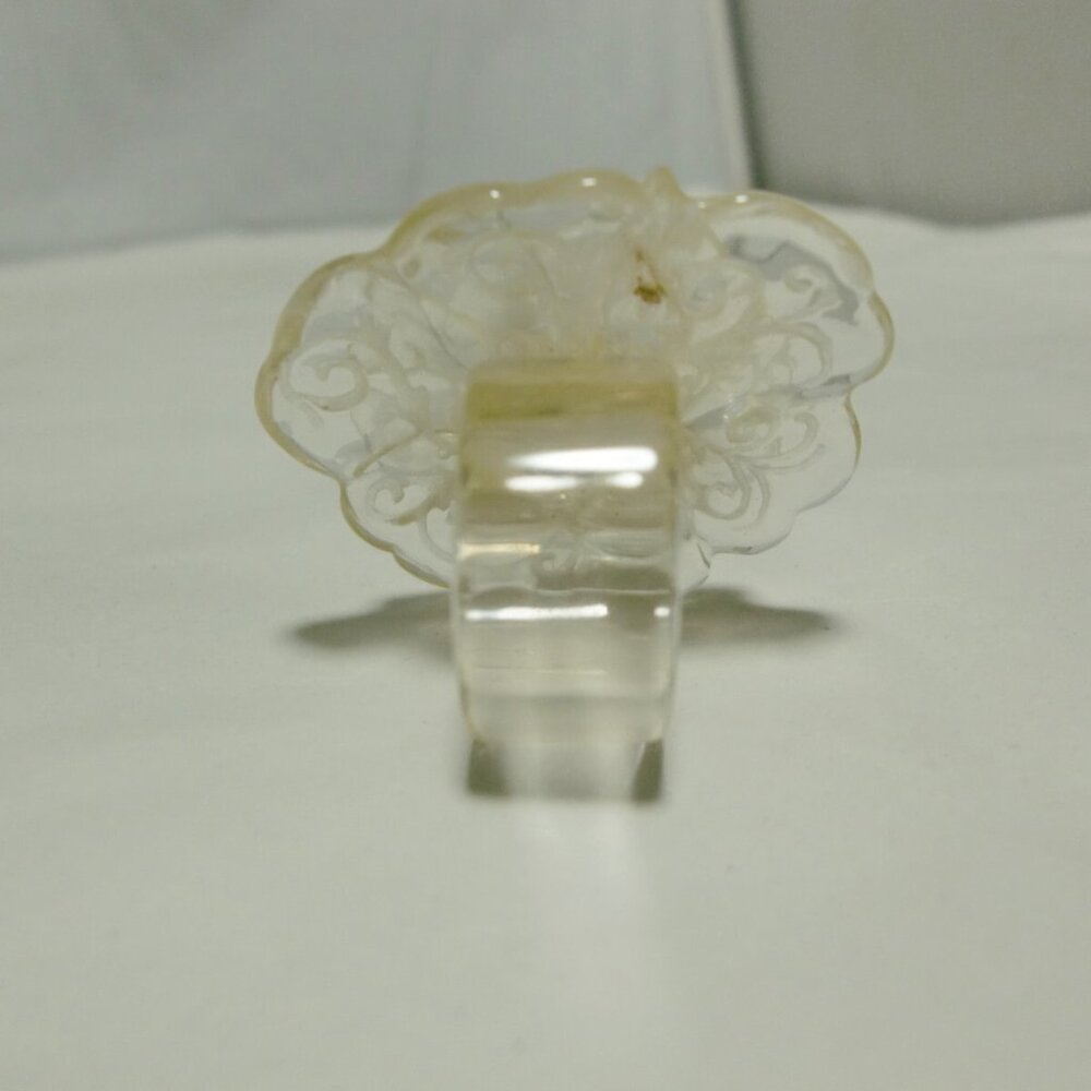 Authentic CHANEL ring acrylic size US 6 stamped Camellia clear - Picture 5 of 13